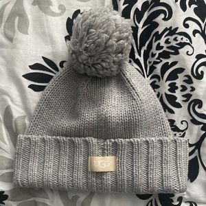UGG Gray Winter Pom-Pom Hat
